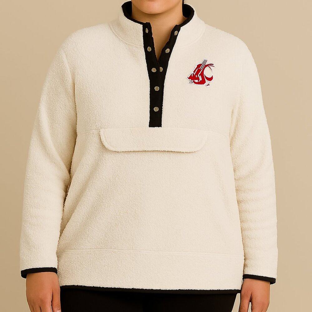 Colosseum WSU Washington State White Fleece Pullover Size XL NWOT